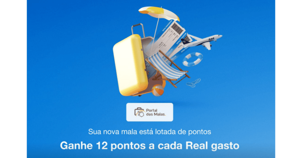 Imagem representa oferta de 12 pontos TudoAzul em compras no Portal das Malas