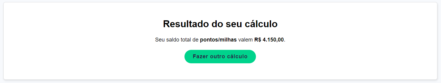 Calculadora Do Valor Do Saldo De Pontos E Milhas