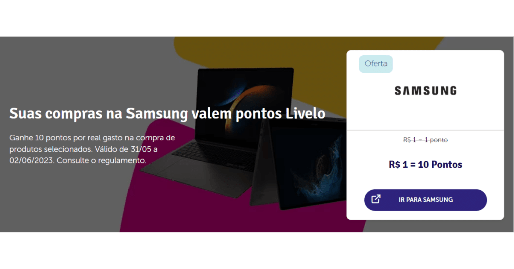 Oferta Samsung e Livelo