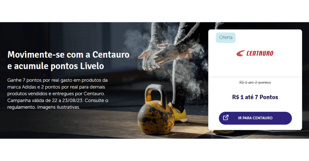 Promoção Livelo e Centauro