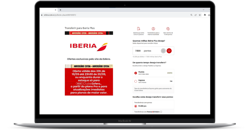 Promoção Esfera e Iberia Plus