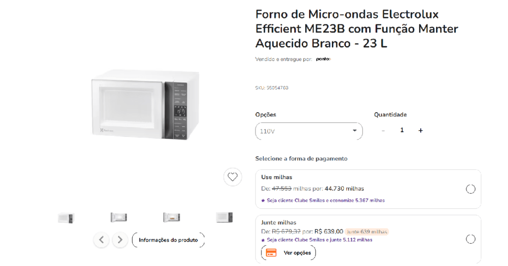 Promoção Smiles e Ponto Frio